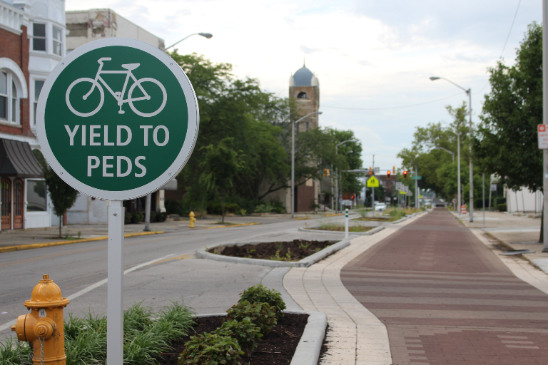 A bike and pedestrian path in Richmond, Indiana