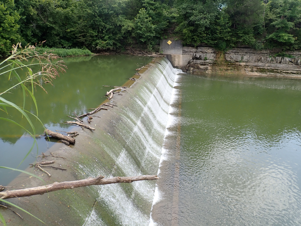 A profile view of one of the dams