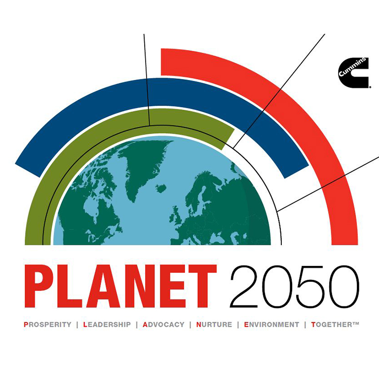 Decorative - the logo of Cummins Planet 2050 team