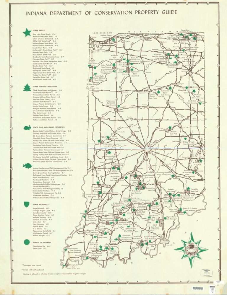 A map of Indiana showing conservation practices