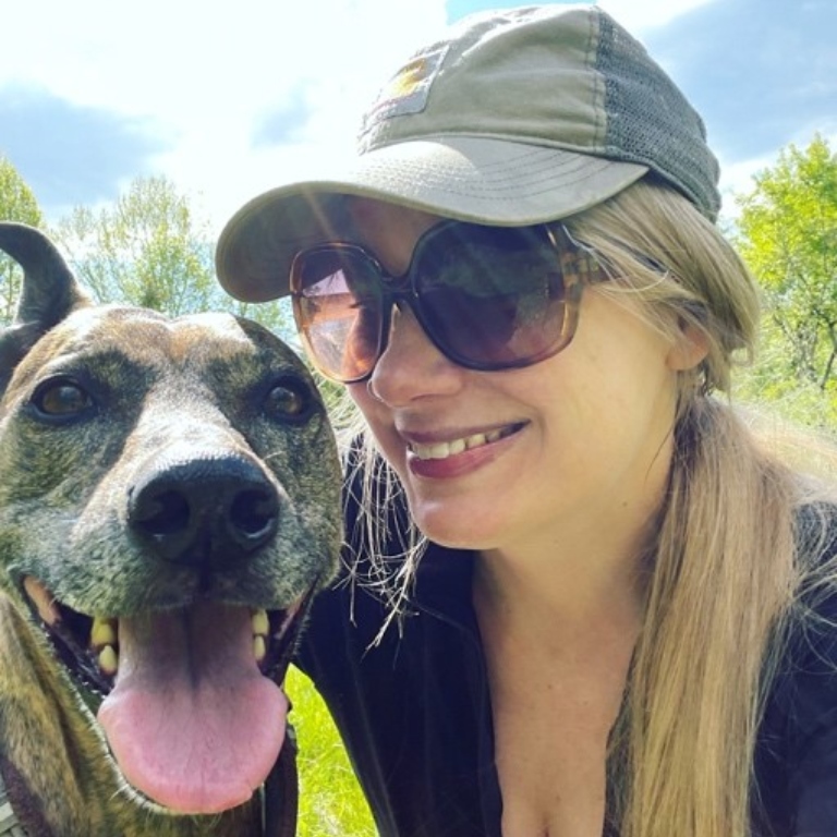 Sarah Wanamaker with her dog