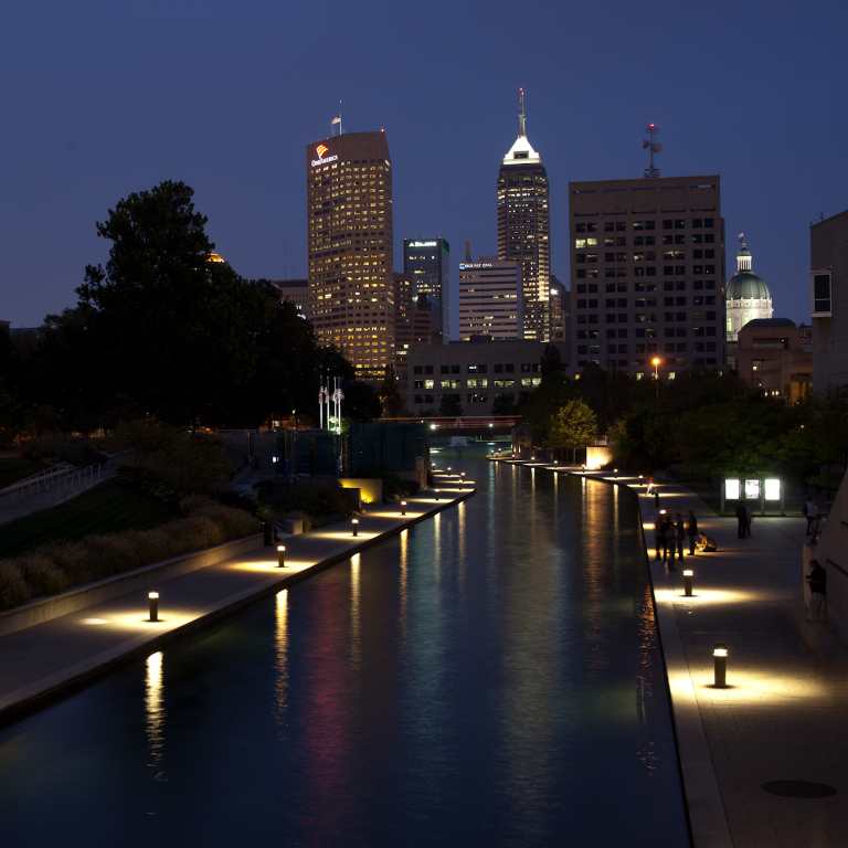 Downtown Indianapolis at night