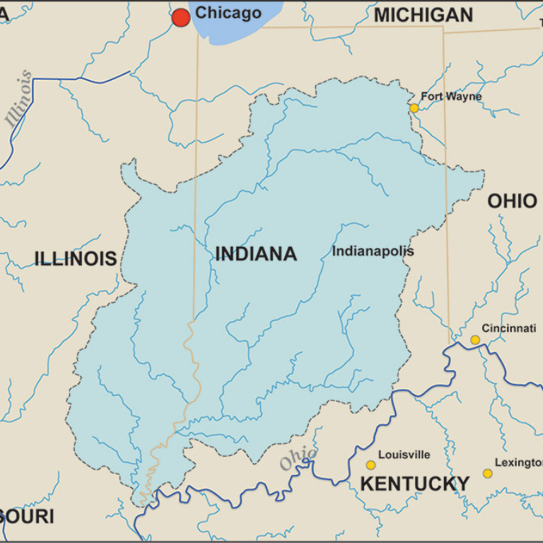 A map of the Wabash River Basin 